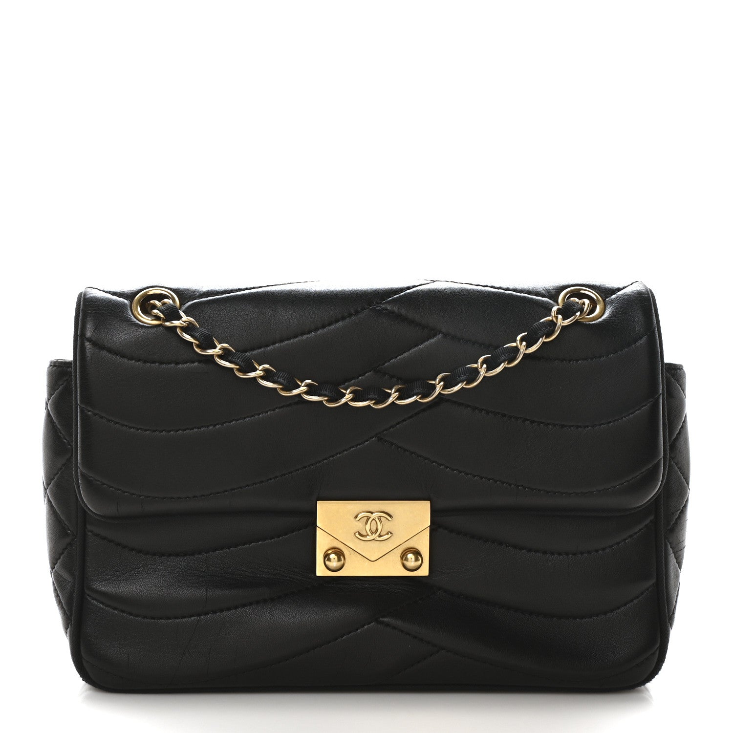 Chanel Lambskin Scallop Quilted Medium Pagoda Flap Black 1 of 10