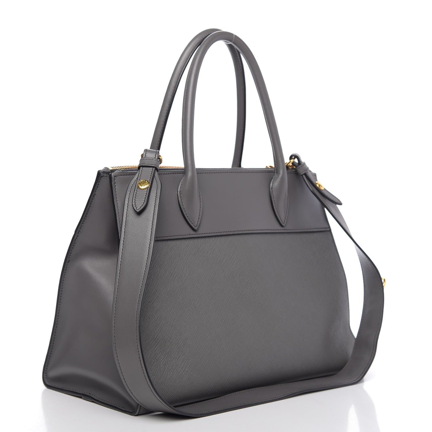 Prada Saffiano City Calfskin Medium Esplanade Tote Mercurio 4 of 10