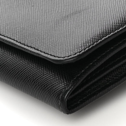 Prada Saffiano Metal Continental Flap Wallet Black 10 of 11