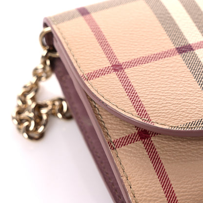 Burberry Haymarket Check Henley Wallet On Chain Dusty Pink 13 of 15