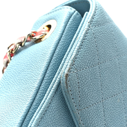 Chanel Grained Calfskin Quilted Medium Cuba Top Handle Flap Blue 13 of 16