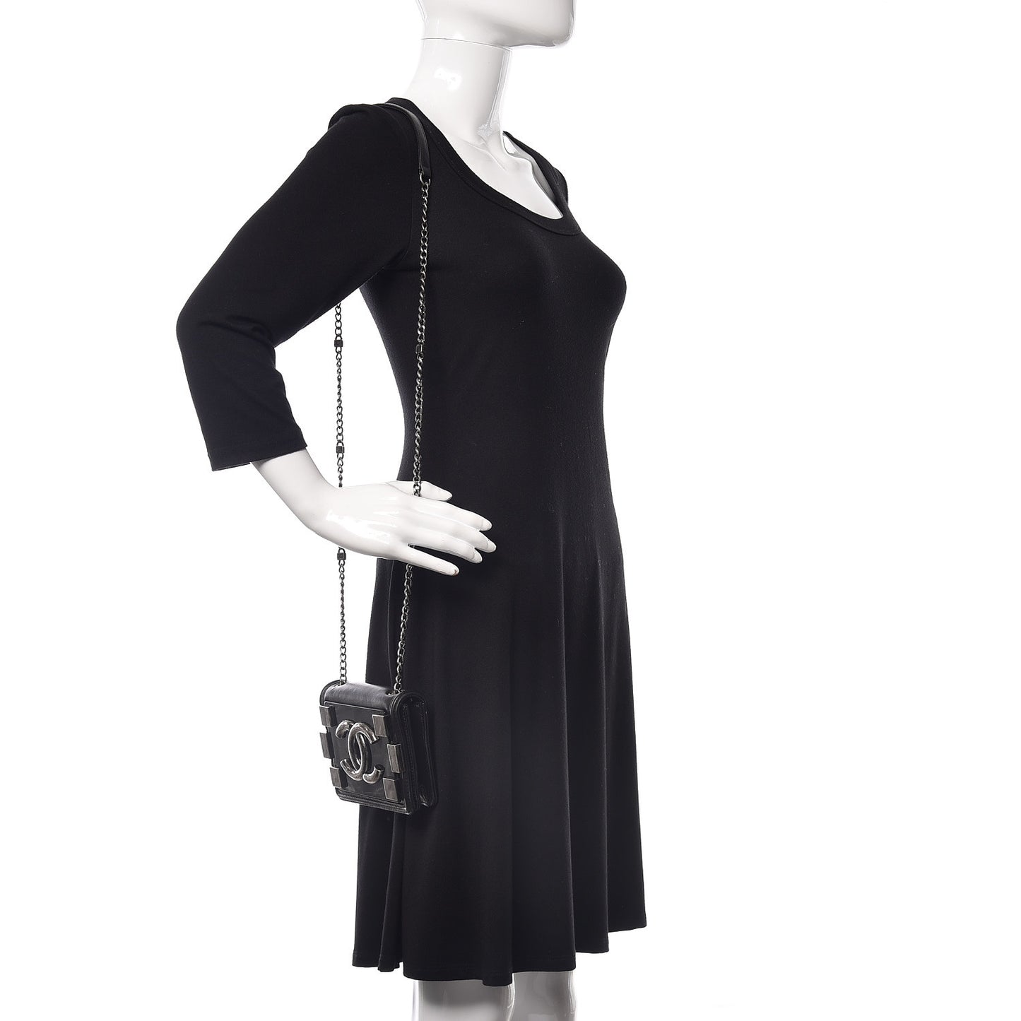 Plexiglass Lambskin Mini Boy Brick Flap Black