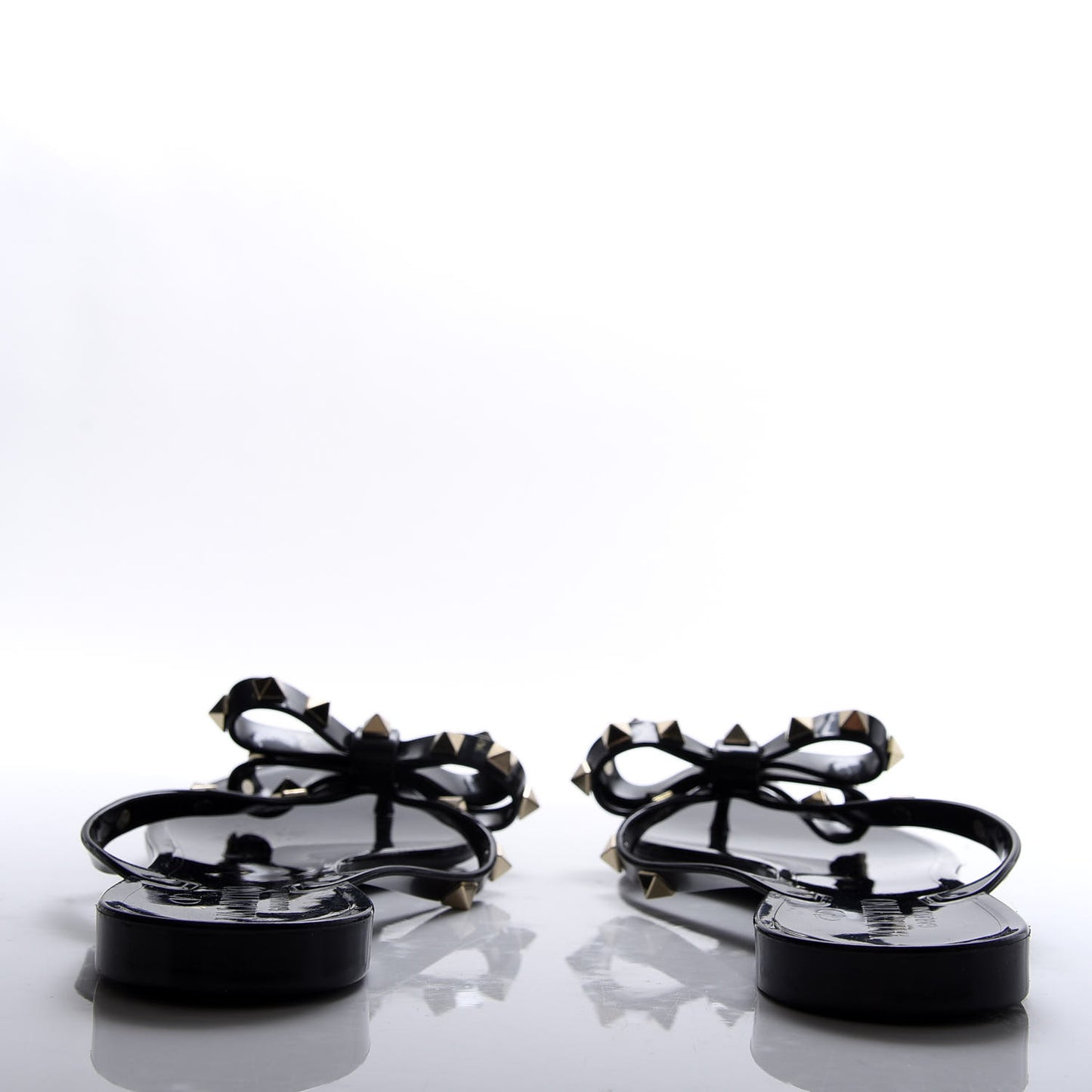 PVC Jelly Rockstud Bow Thong Sandals 37 Black