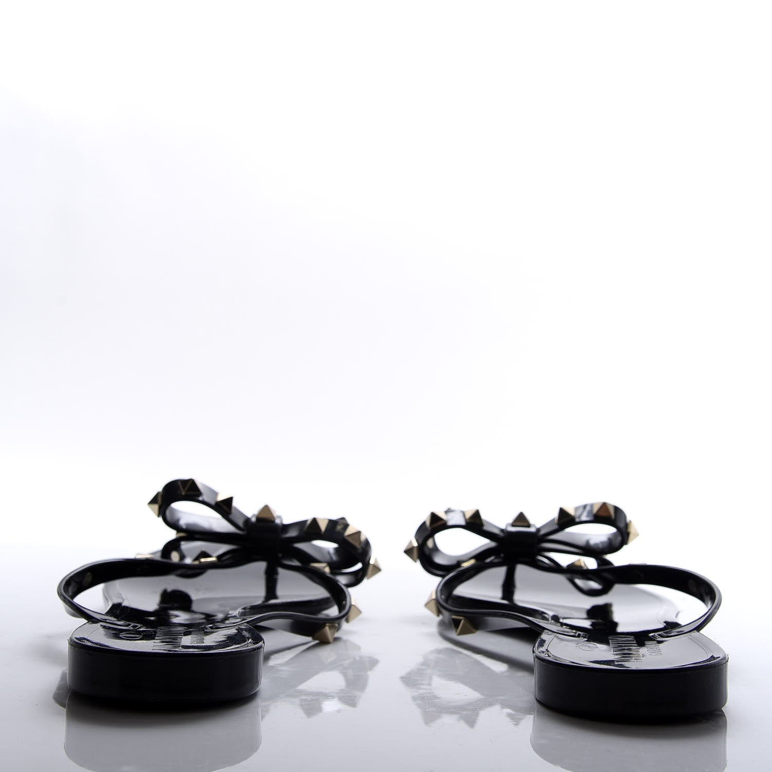 Valentino Garavani PVC Jelly Rockstud Bow Thong Sandals 37 Black 6 of 8