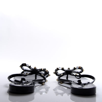 Valentino Garavani PVC Jelly Rockstud Bow Thong Sandals 37 Black 6 of 8