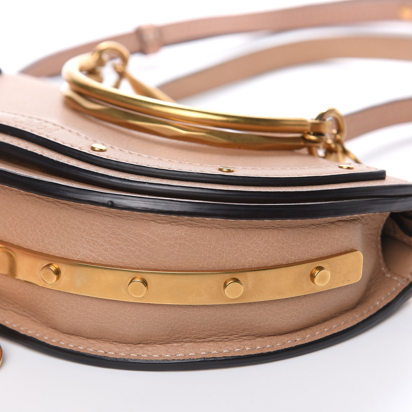 Calfskin Small Nile Bracelet Minaudiere Bag Biscotti Beige