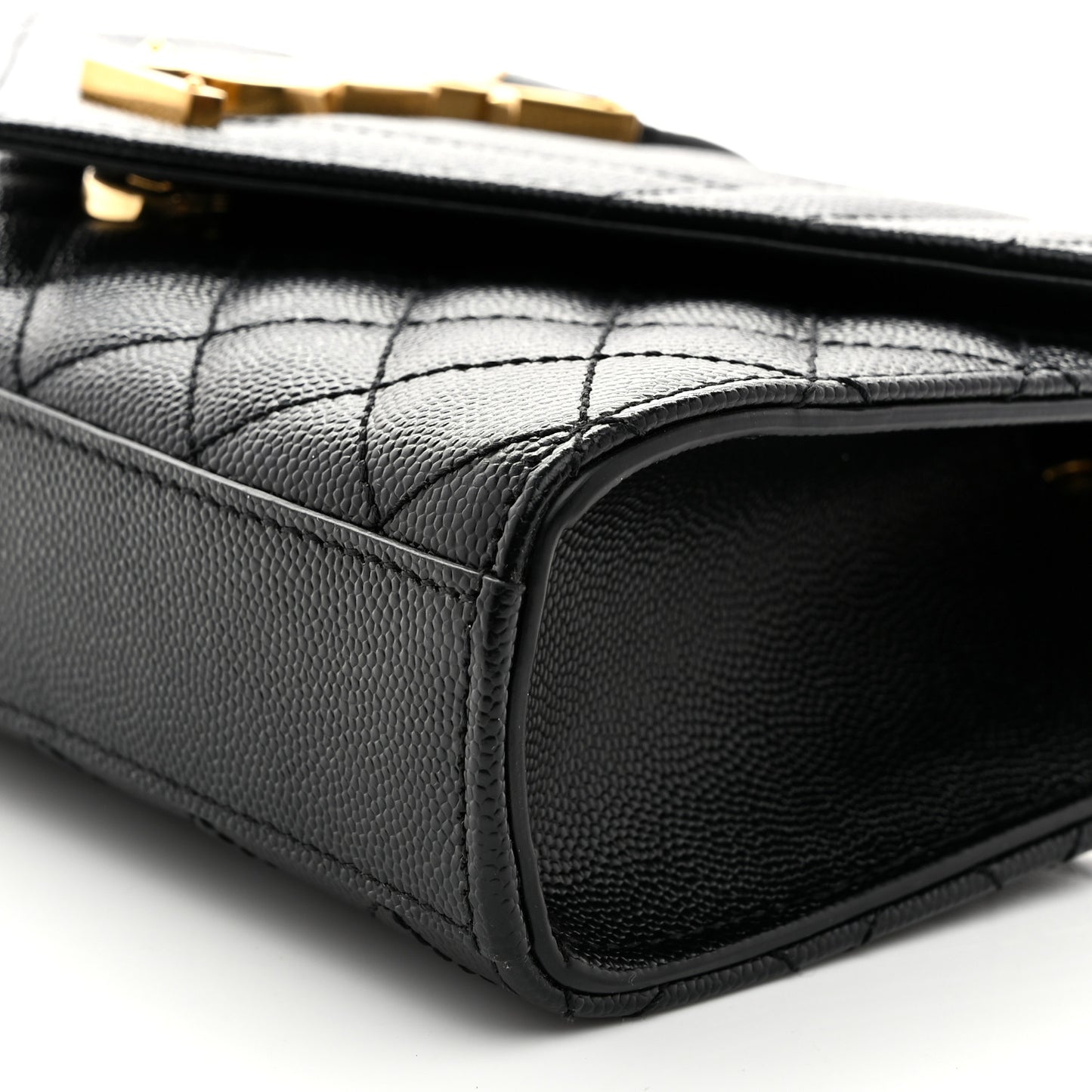 Grain De Poudre Textured Mixed Matelasse Triquilt Small Monogram Satchel Black