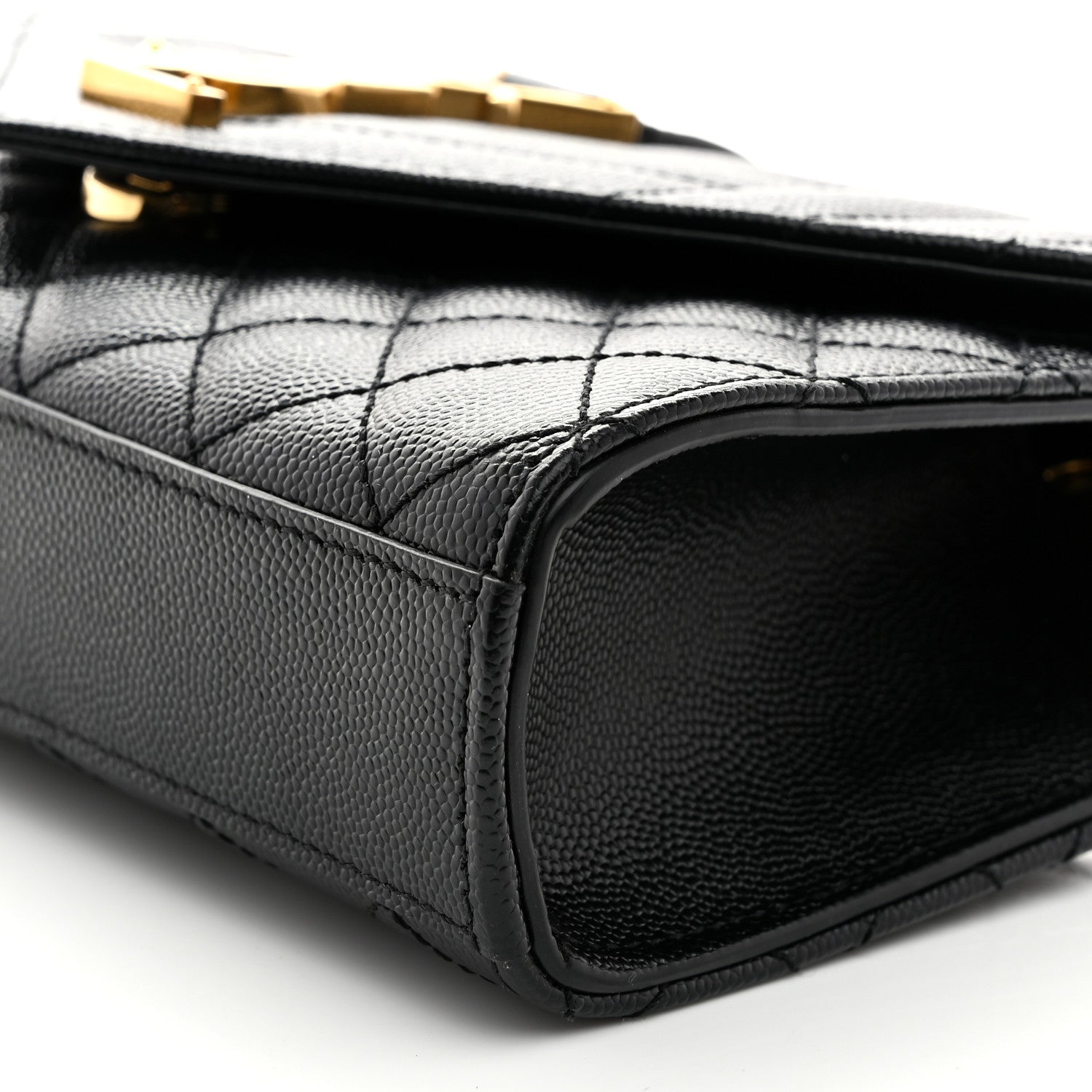 Saint Laurent Grain De Poudre Textured Mixed Matelasse Triquilt Small Monogram Satchel Black 10 of 10