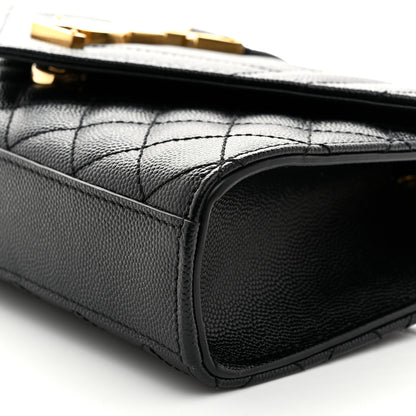 Saint Laurent Grain De Poudre Textured Mixed Matelasse Triquilt Small Monogram Satchel Black 10 of 10