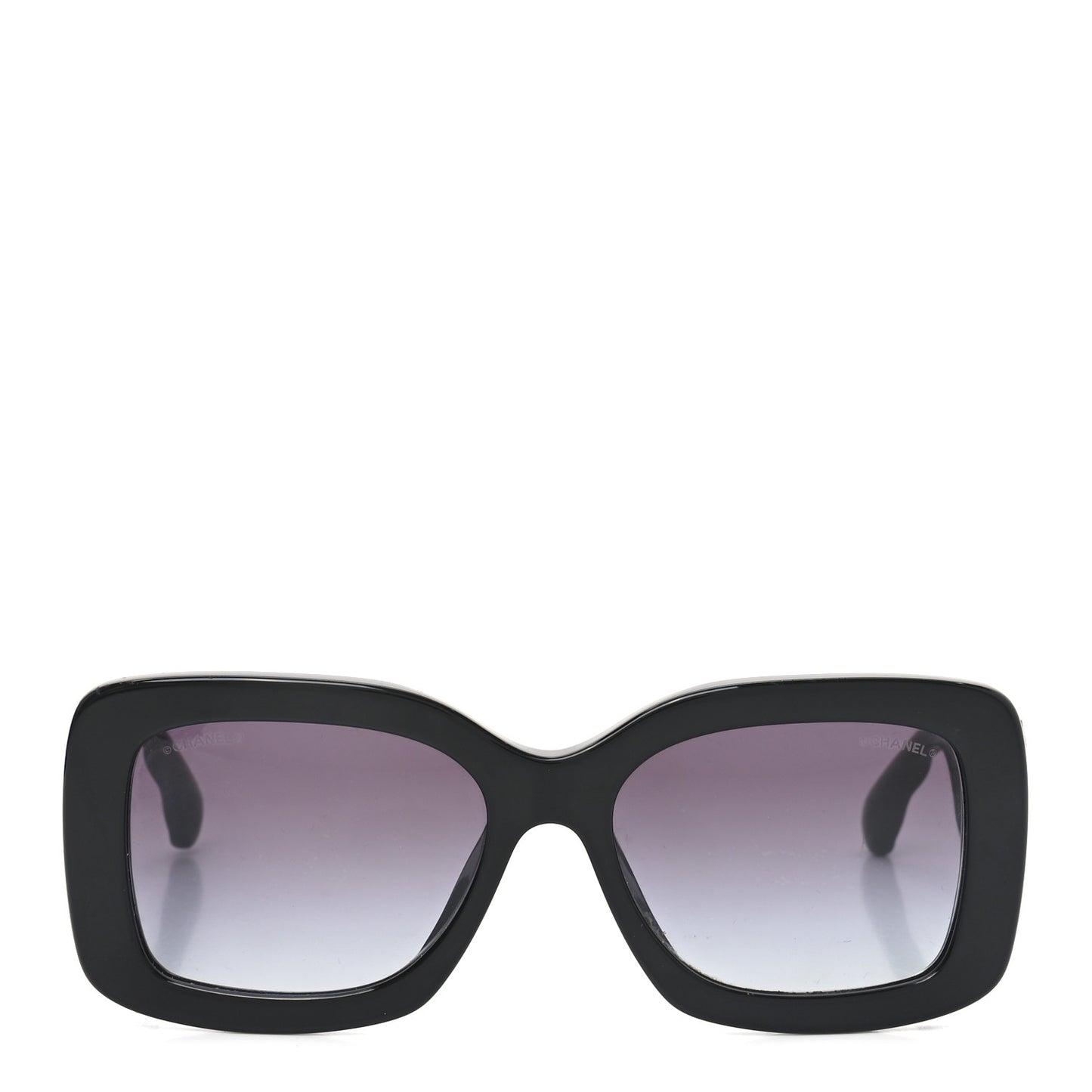 Acetate Quilted CC Rectangle Sunglasses 5483-A Black