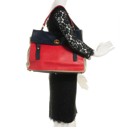 Saint Laurent Calfskin Large Muse Two Pale Beige Navy Cherry 2 of 8