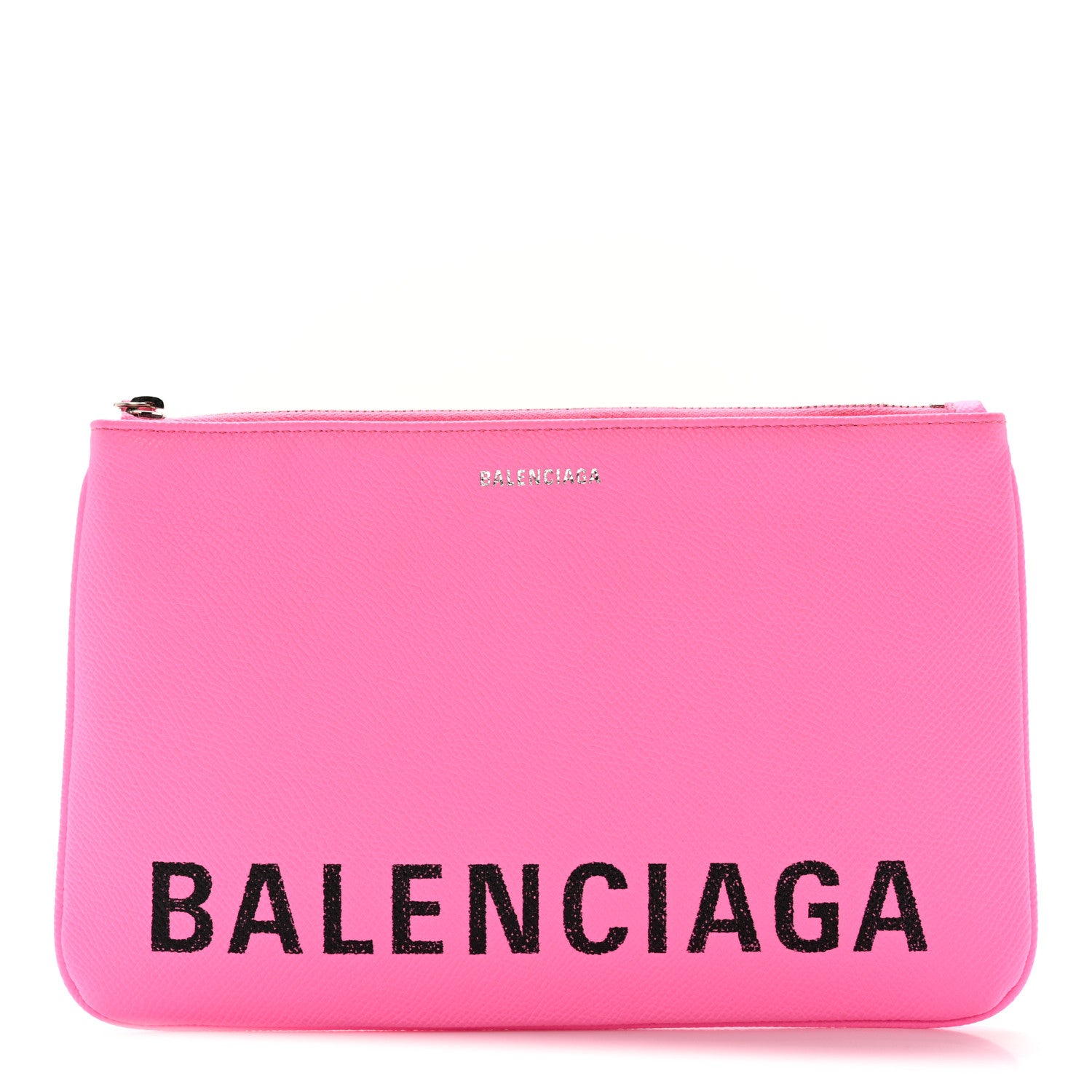 Balenciaga Calfskin Logo Zip Pouch Acid Pink Light Black 1 of 12