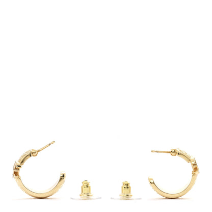 Chanel Metal Crystal CC Logo Hoop Earrings Gold 3 of 5