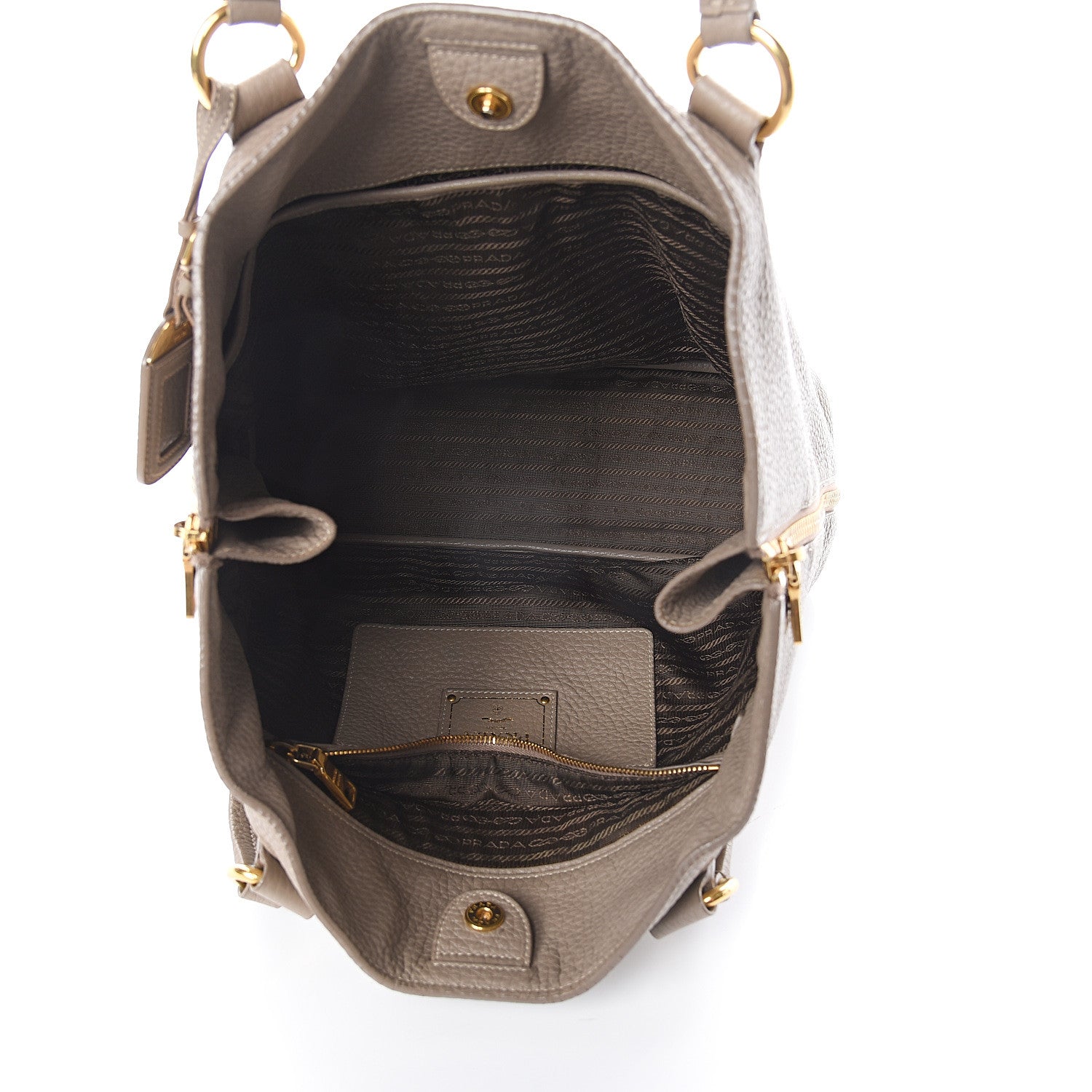 Prada Vitello Daino Side Zip Tote Visone 4 of 8