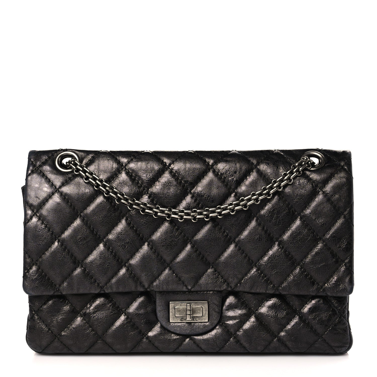 Chanel Metallic Aged Calfskin Quilted 2.55 Reissue 226 Flap Black 1 of 9