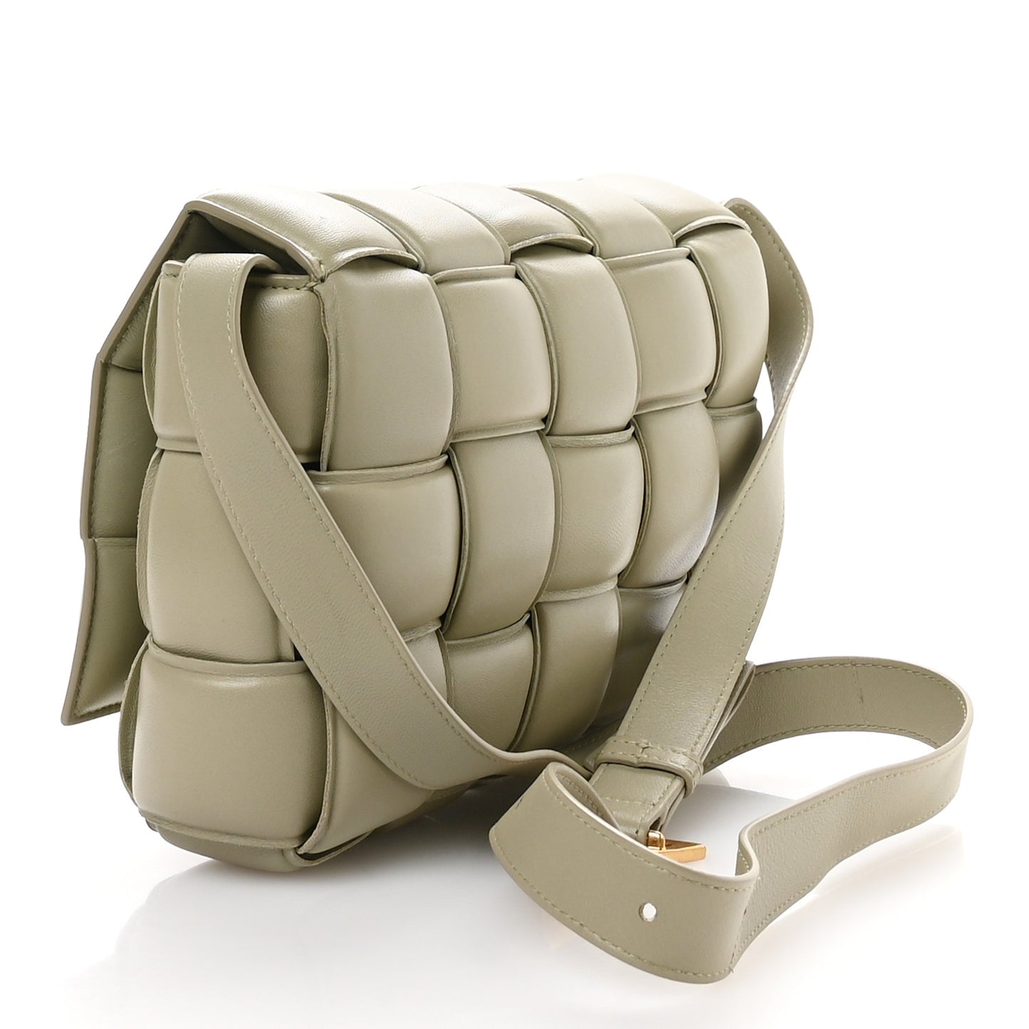 Nappa Maxi Intreccio Padded Cassette Crossbody Bag Travertine