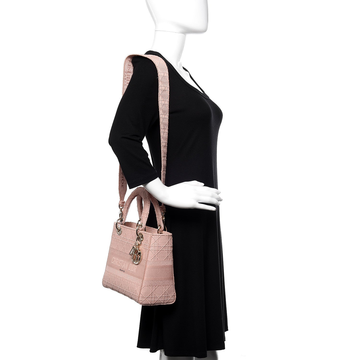 Christian Dior Canvas Cannage Medium Lady Dior Pink 1 of 9