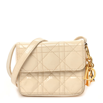 Christian Dior Patent Cannage Mini Crossbody Pouch White 1 of 9