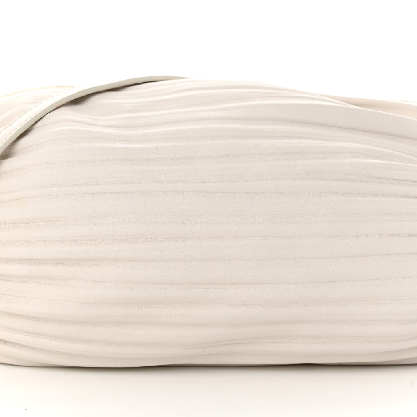 Lambskin Pleated Bracelet Pouch Shoulder Bag White