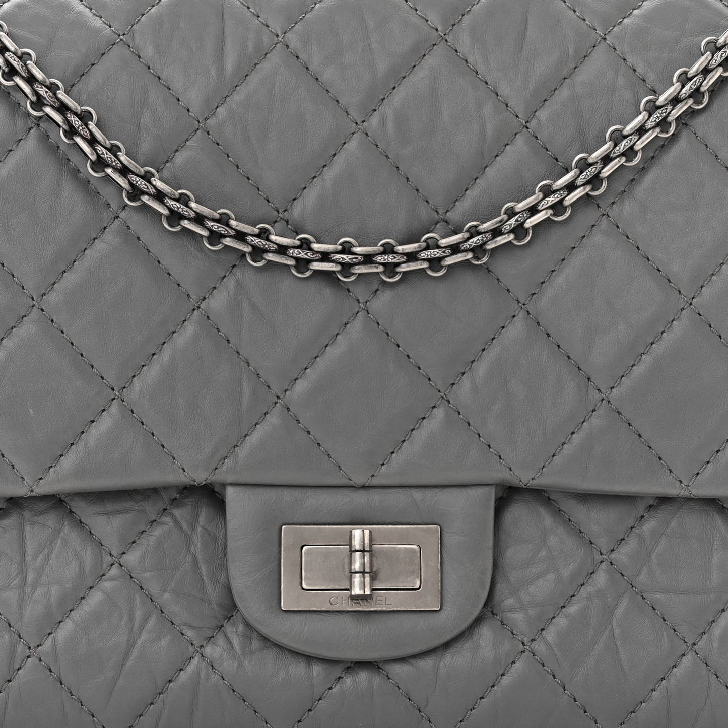 Aged Calfskin Quilted 2.55 Reissue 227 Flap Dark Grey