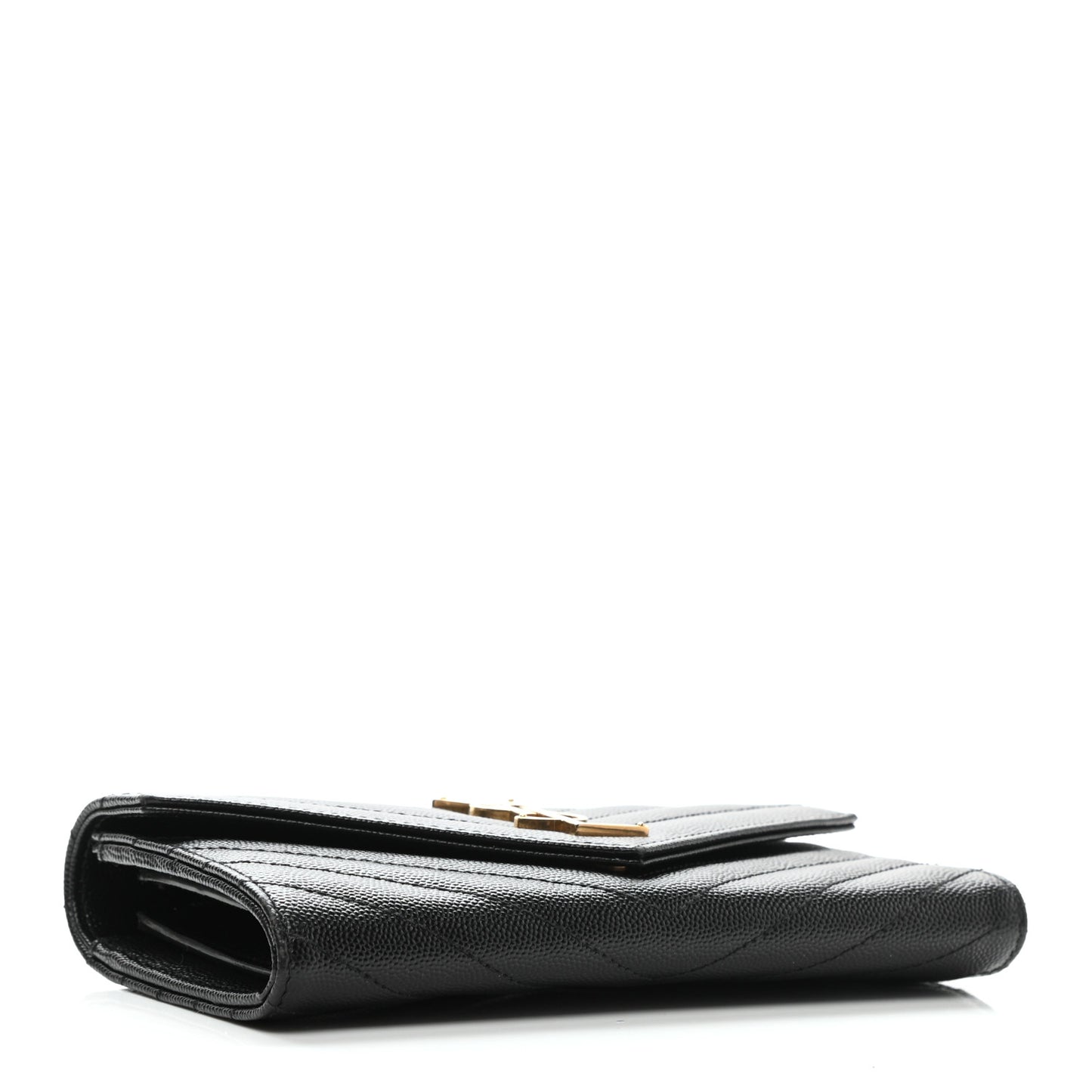 Grain De Poudre Matelasse Chevron Monogram Flap Wallet Black