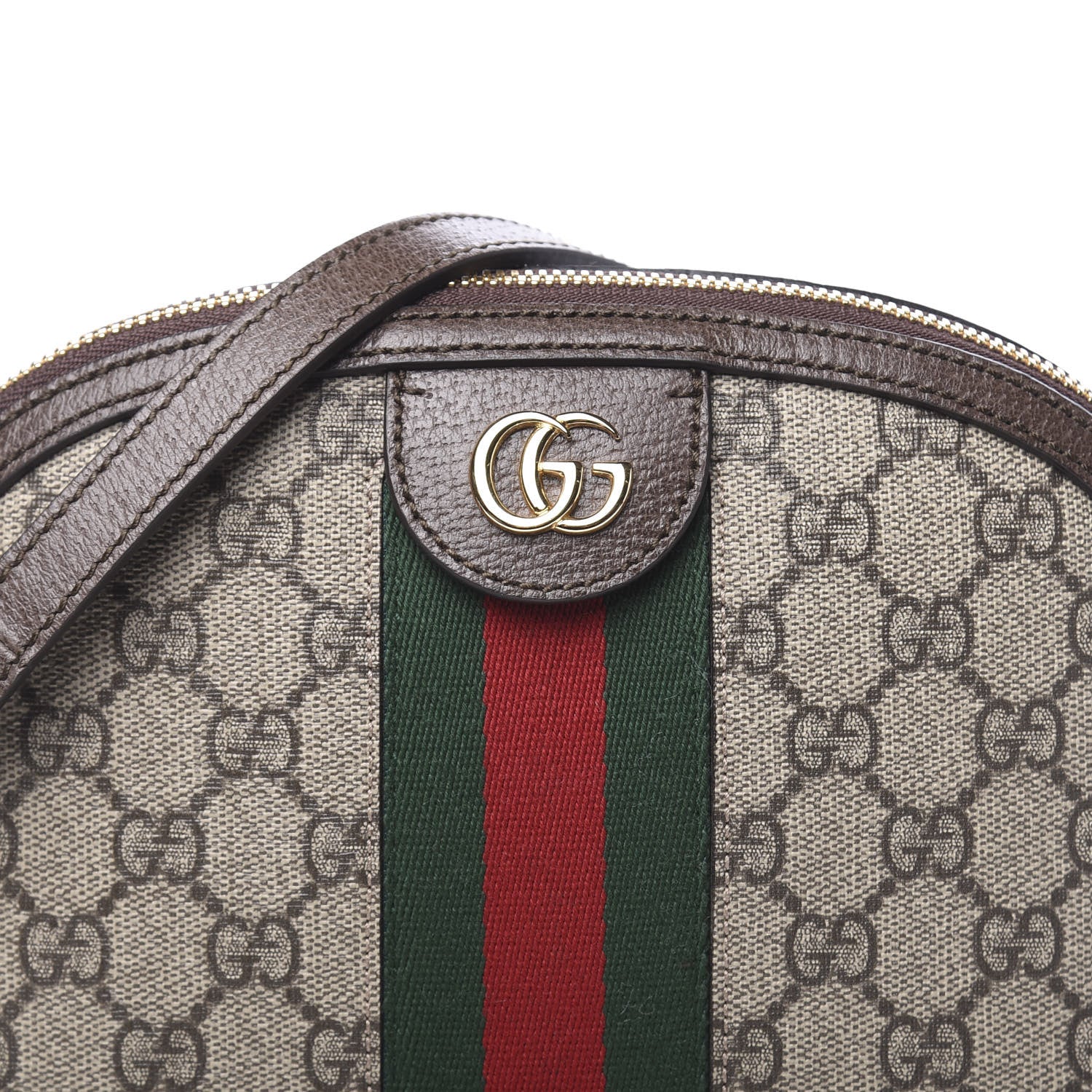 Gucci GG Supreme Monogram Textured Dollar Calfskin Web Small Ophidia Dome Shoulder Bag Beige Ebony New Acero 10 of 10