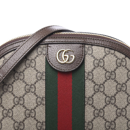 Gucci GG Supreme Monogram Textured Dollar Calfskin Web Small Ophidia Dome Shoulder Bag Beige Ebony New Acero 10 of 10