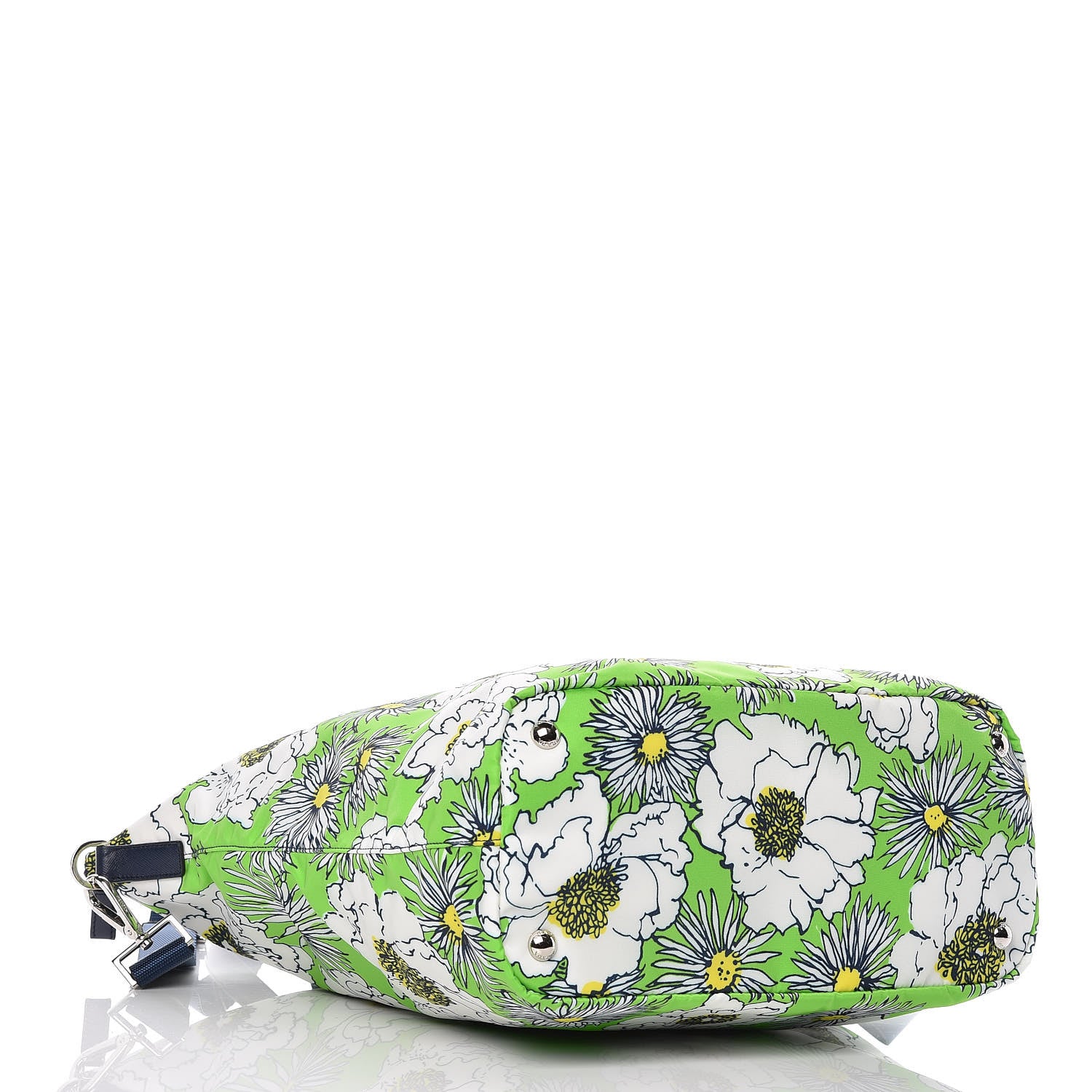 Prada Tessuto Nylon Saffiano Floral Print Tote Green 4 of 10