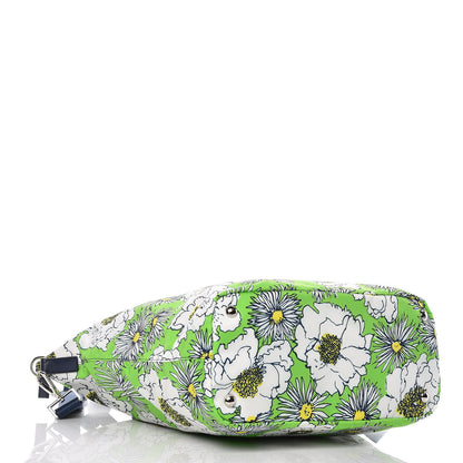 Prada Tessuto Nylon Saffiano Floral Print Tote Green 4 of 10