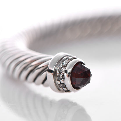 David Yurman Sterling Silver Garnet Diamond 5mm Cable Classics Bracelet 3 of 4