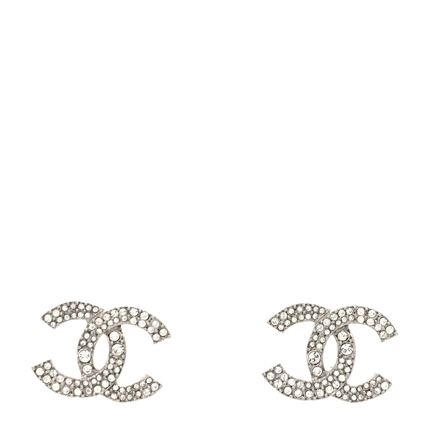 Crystal Large CC Earrings Silver