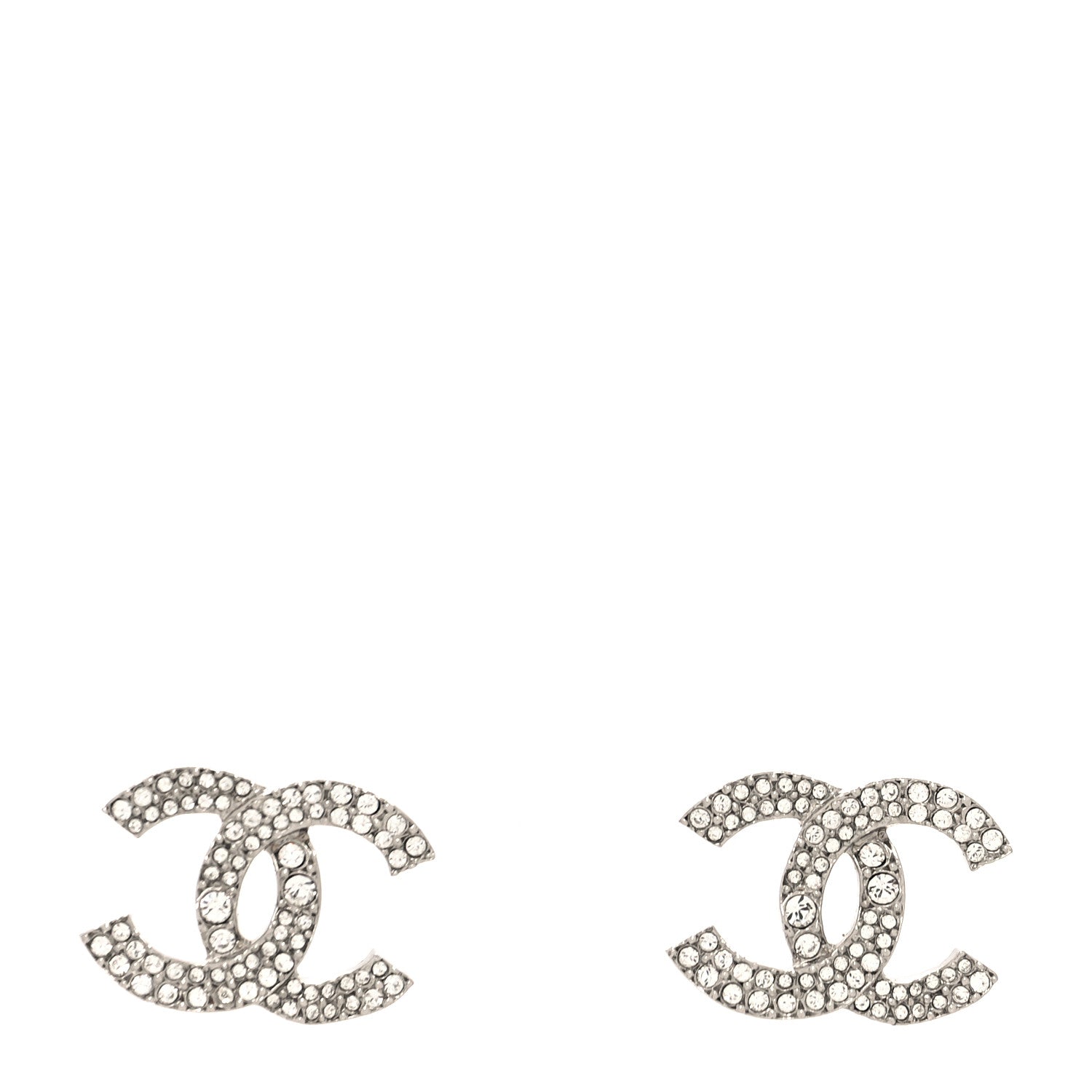 Chanel Crystal Large CC Earrings Silver 1 of 4