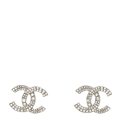 Chanel Crystal Large CC Earrings Silver 1 of 4
