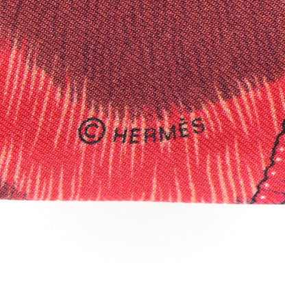 Hermes Silk Pelages et Camouflage Twilly Corail Orange Rouge 3 of 4
