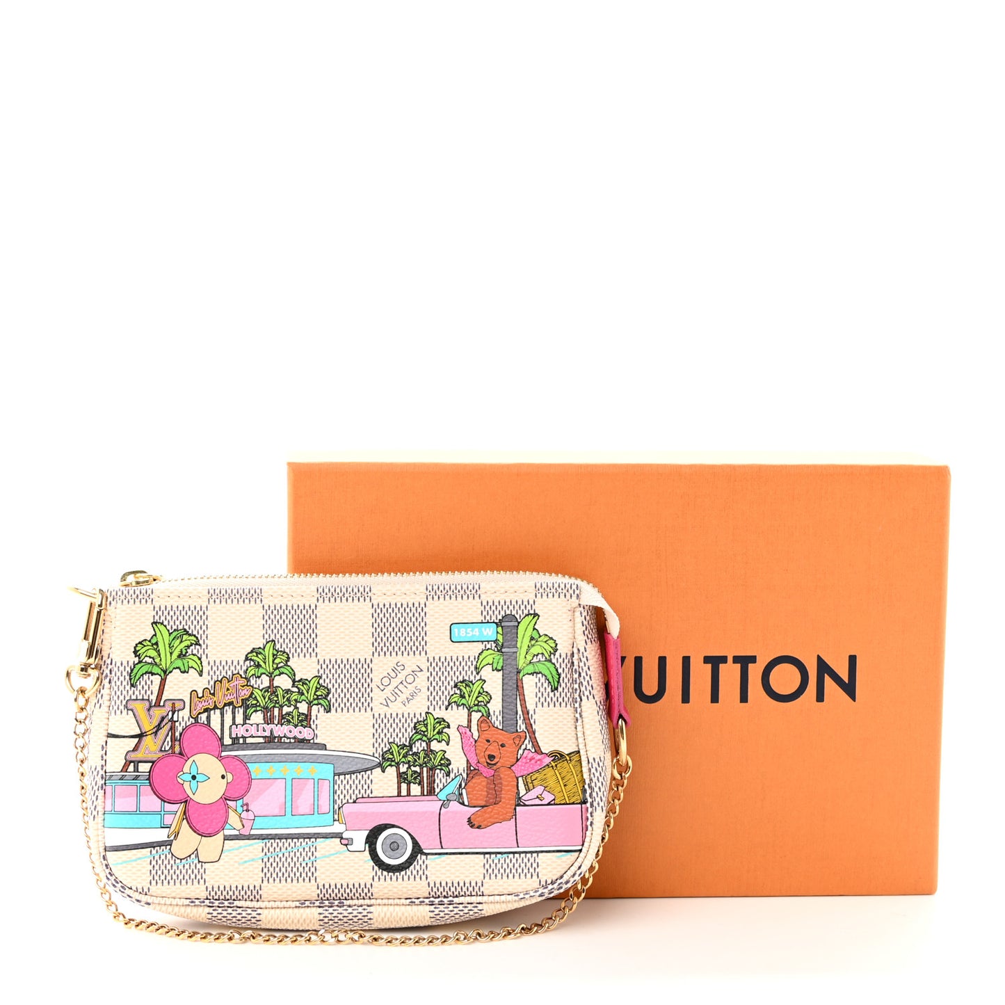 Damier Azur 2021 Christmas Animation Hollywood Mini Pochette Accessories Fuchsia