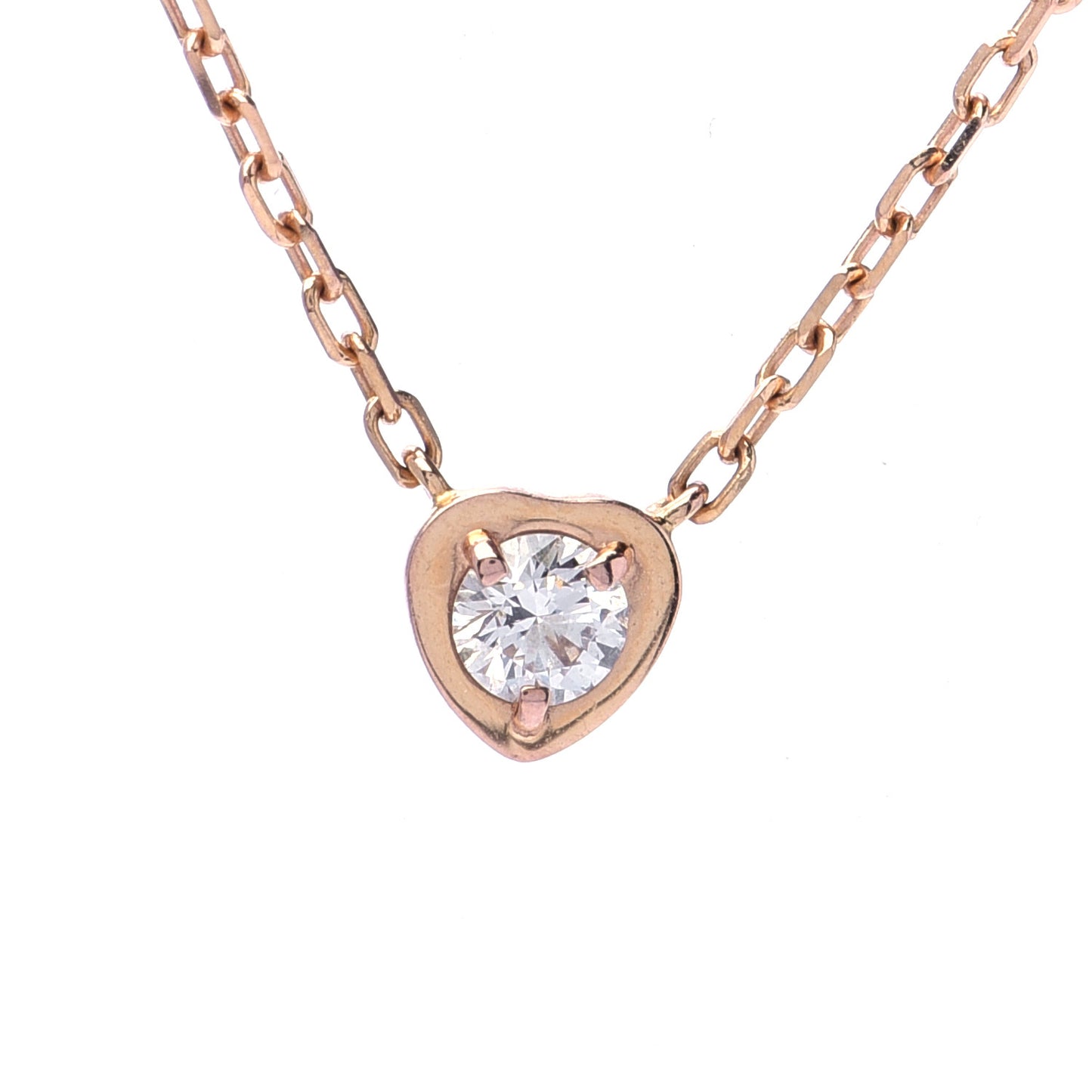 18K Pink Gold Diamond D'Amour Heart Pendant Necklace