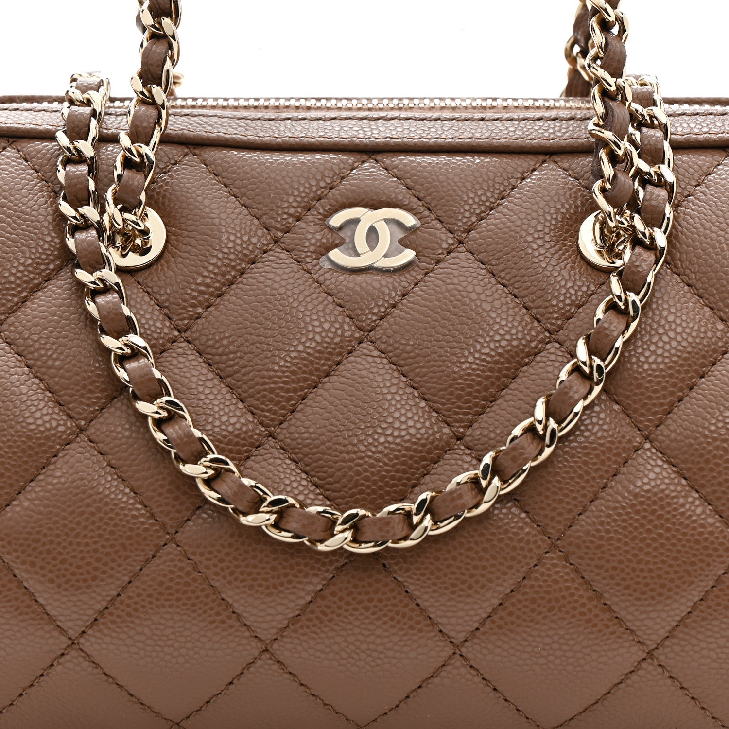 Chanel Caviar Quilted Barrel Clutch With Chain Brown 8 of 11