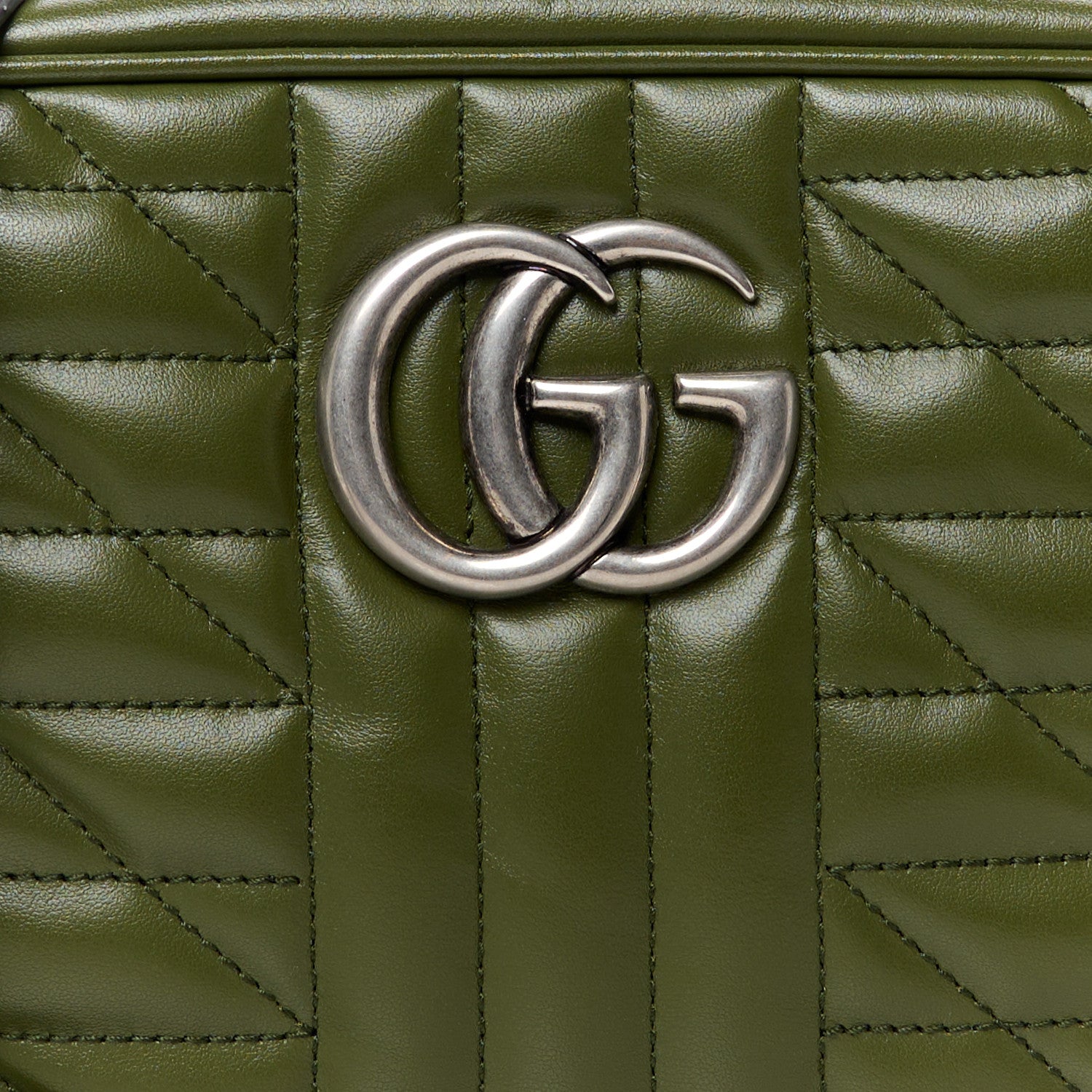 Gucci Calfskin Matelasse Aria Small GG Marmont Chain Shoulder Bag Military Wood 9 of 11