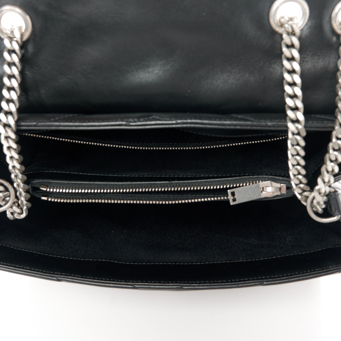Calfskin Y Quilted Monogram Medium Loulou Chain Satchel Black