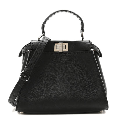 Fendi Cuoio Romano Selleria Bi-Color Mini Peekaboo Iconic Satchel Black Mou 1 of 9