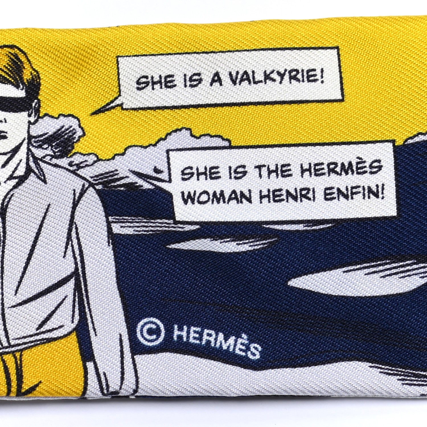Hermes Silk Wow Twilly Marine Gold White 4 of 4