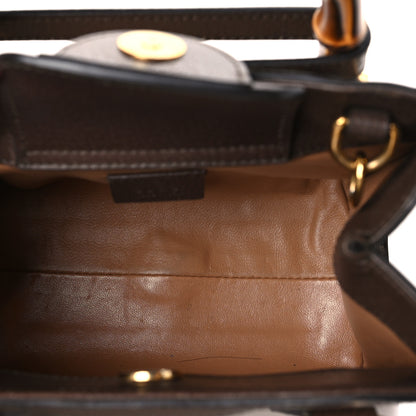 Gucci Monogram Jumbo GG Textured Dollar Calfskin Mini Diana Tote Bag Camel Ebony New Acero 5 of 10