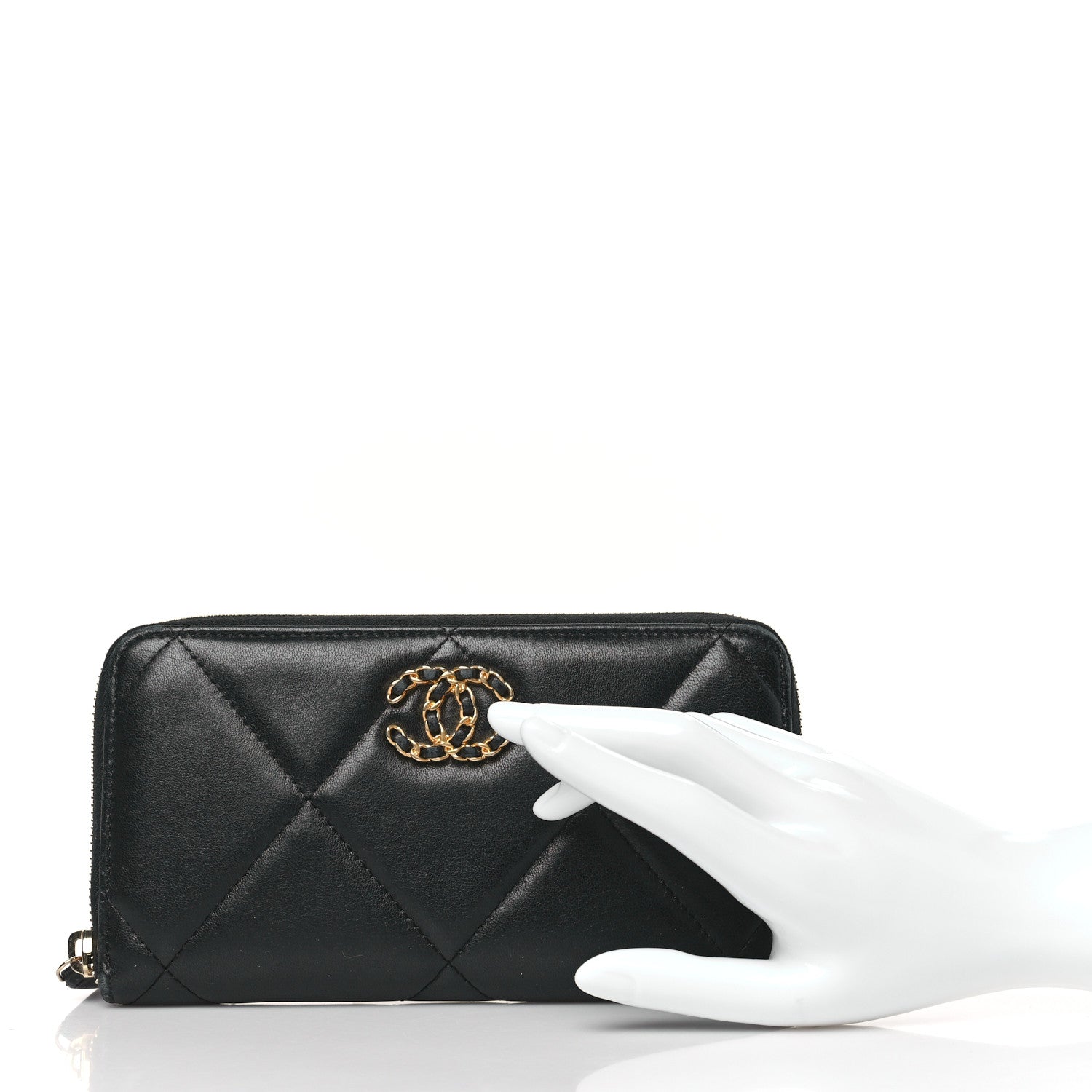 Chanel Lambskin Quilted 19 Long Zipped Around Wallet Black 2 of 10