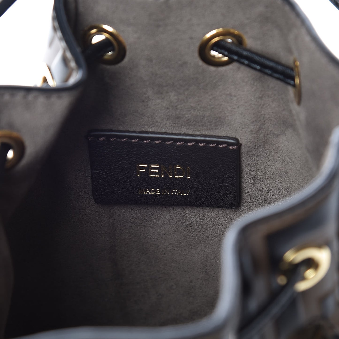 Vitello Liberty F is Fendi Bi-Color FF 1974 Embossed Mini Mon Tresor Bucket Bag Maya Black