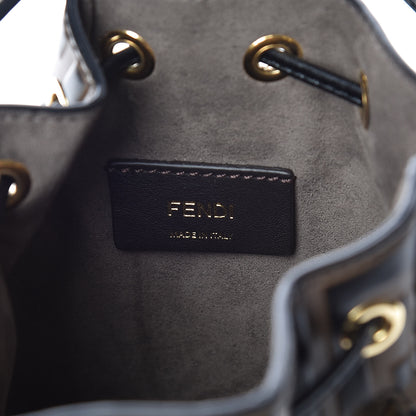 Fendi Vitello Liberty F is Fendi Bi-Color FF 1974 Embossed Mini Mon Tresor Bucket Bag Maya Black 6 of 7