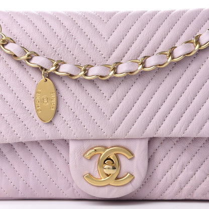 Chanel Calfskin Surpique Chevron Small Flap Pink 10 of 10