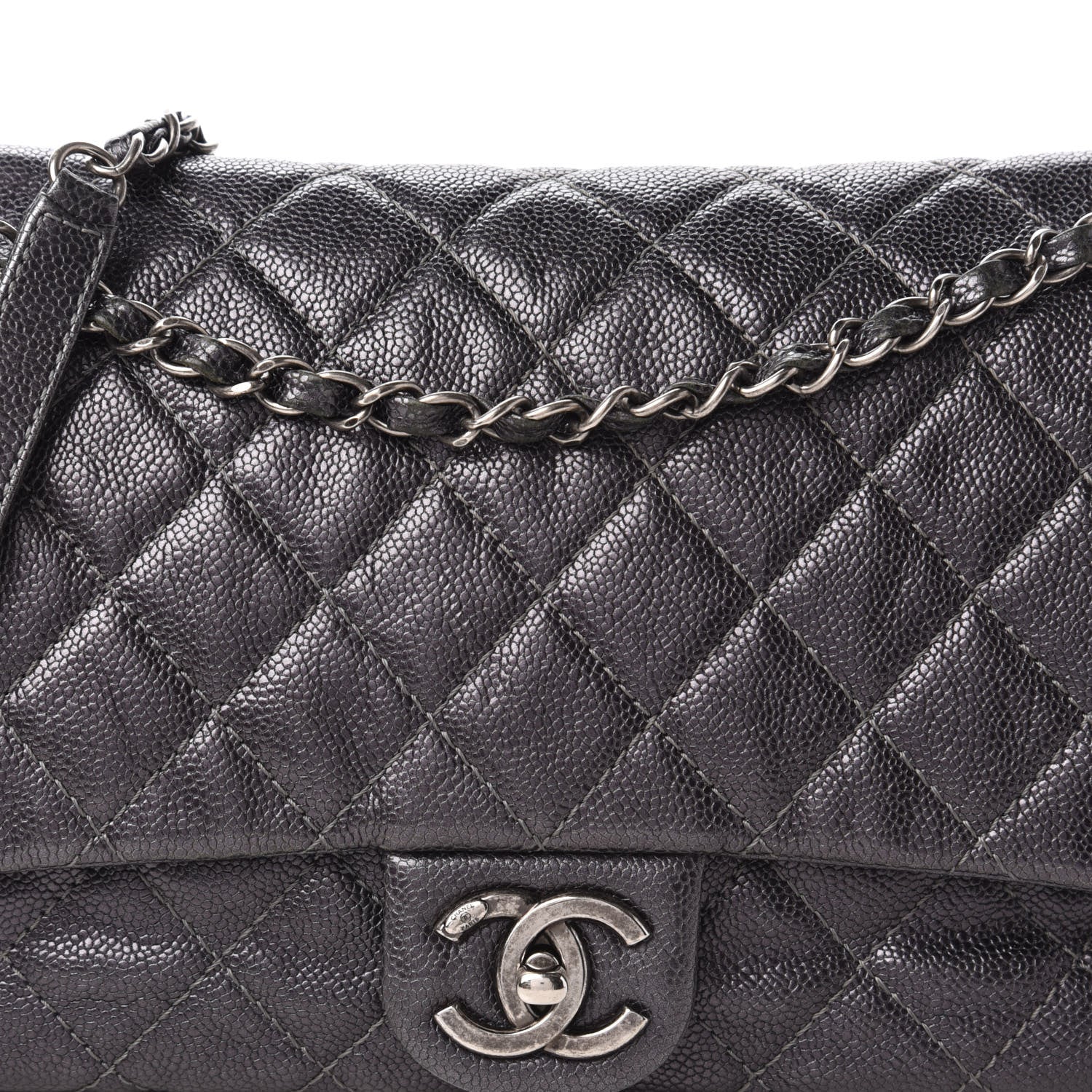 Chanel Iridescent Caviar Quilted Large Chic Flap Grey 10 of 10