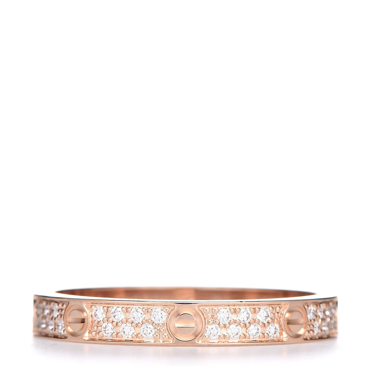 18K Pink Gold Diamond 2.6mm LOVE Paved Band Ring 50 5.25