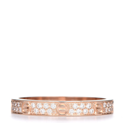 Cartier 18K Pink Gold Diamond 2.6mm LOVE Paved Band Ring 50 5.25 3 of 5