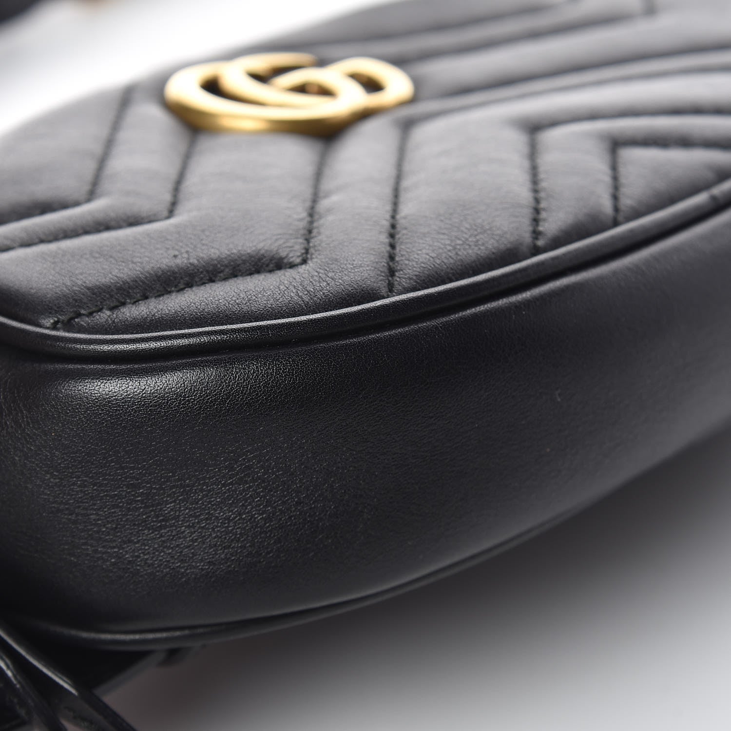 Gucci Calfskin Matelasse GG Marmont Belt Bag 95 38 Black 10 of 13